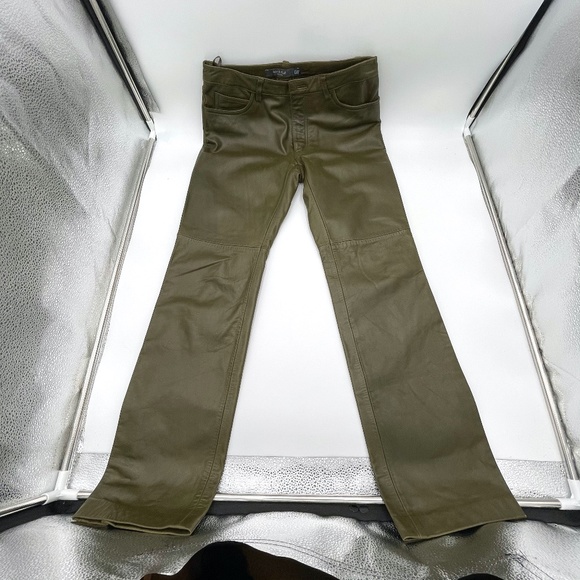 GAP Army Green Leather pants in Boot Cut Size 8 - Picture 1 of 9